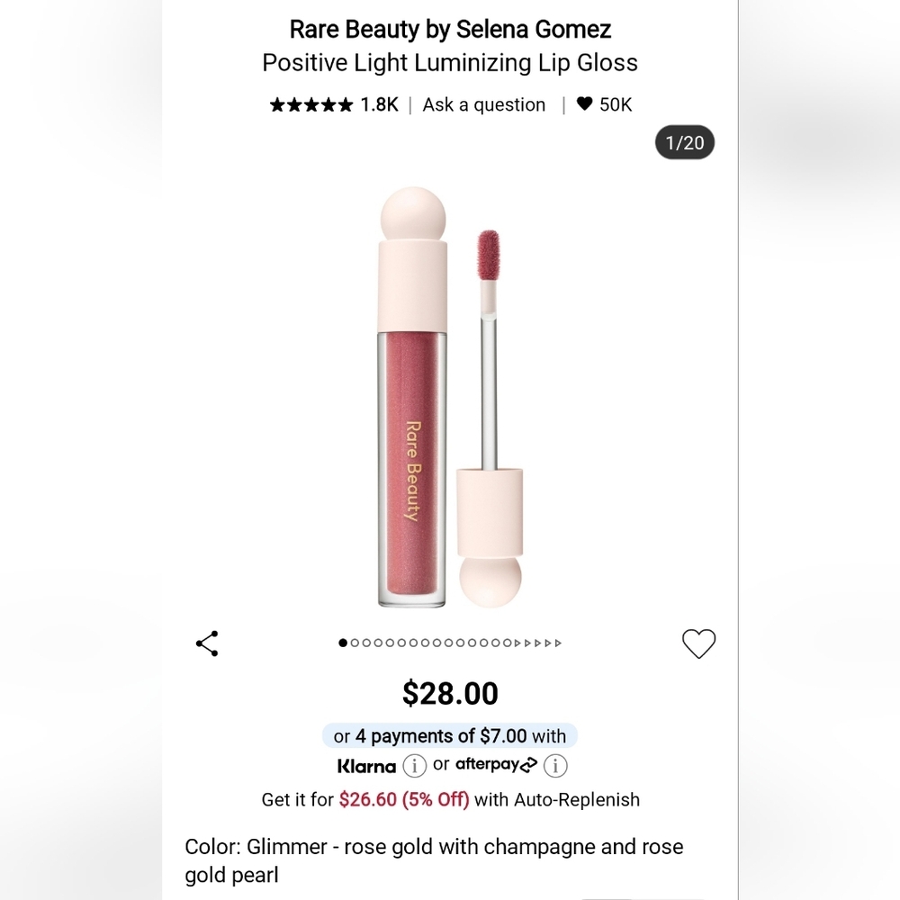 Rare Beauty Shimmering Pink Lip Gloss